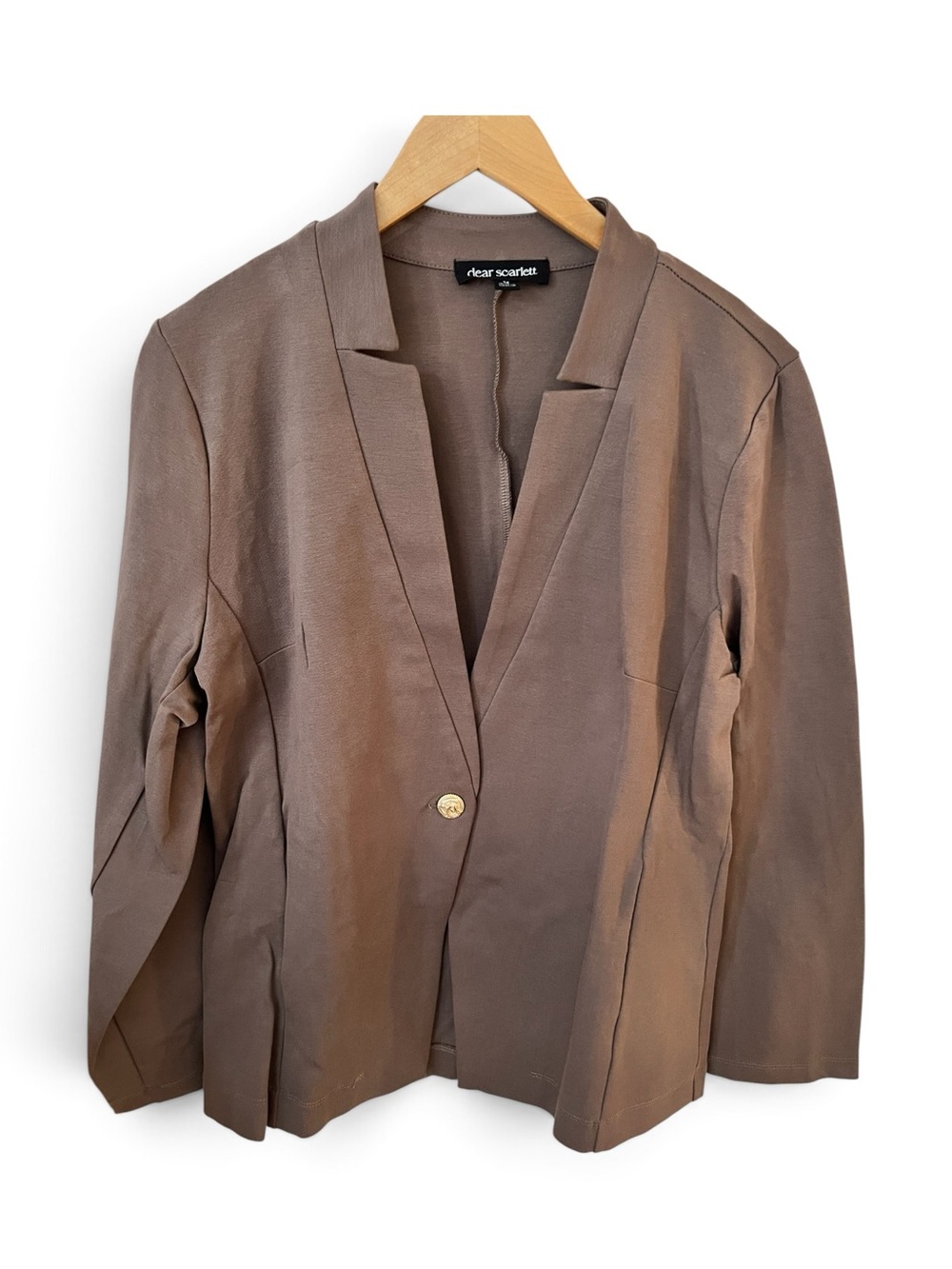 Dear Scarlett Mocha Taupe Single-Button Executive Blazer Jacket